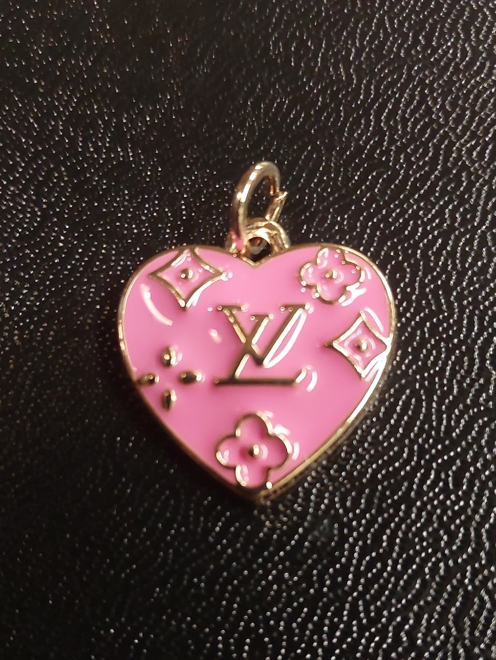 LV Pink & Gold Heart Charm Pendant